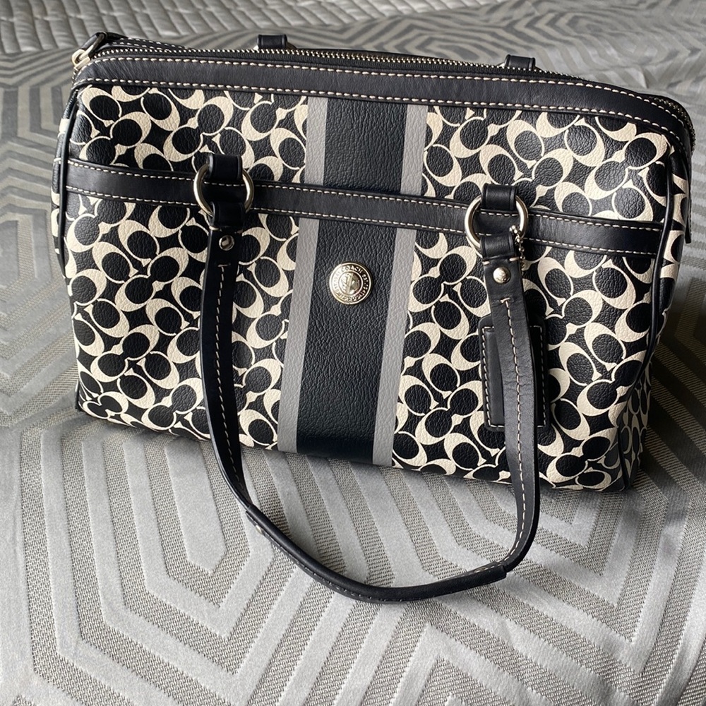 Coach handbag . Classic C Coach handbag with black and white lettering.